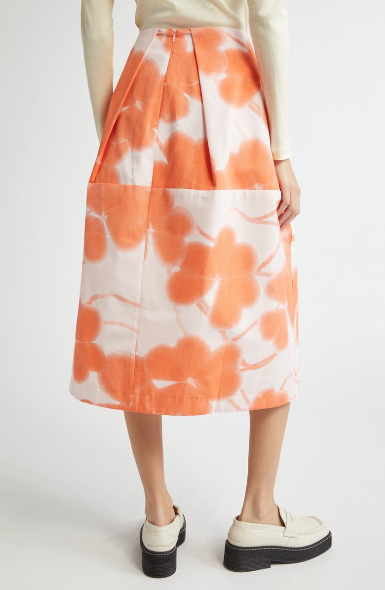 Marimekko Lehto Ketunleipä Pleated Organic Cotton Midi Skirt, Alternate, color, Rose Orange