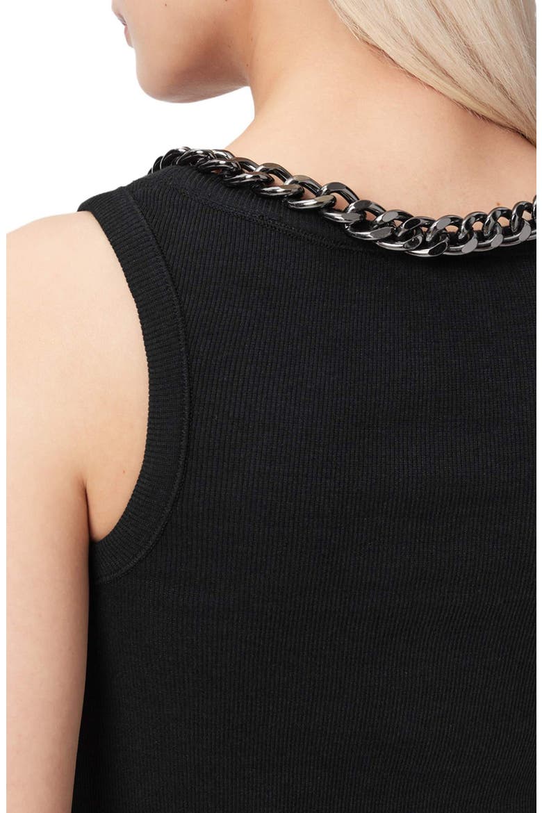 Lucy Chain Embellished Rib Knit Cotton Blend Tank, Alternate, color, BLACK