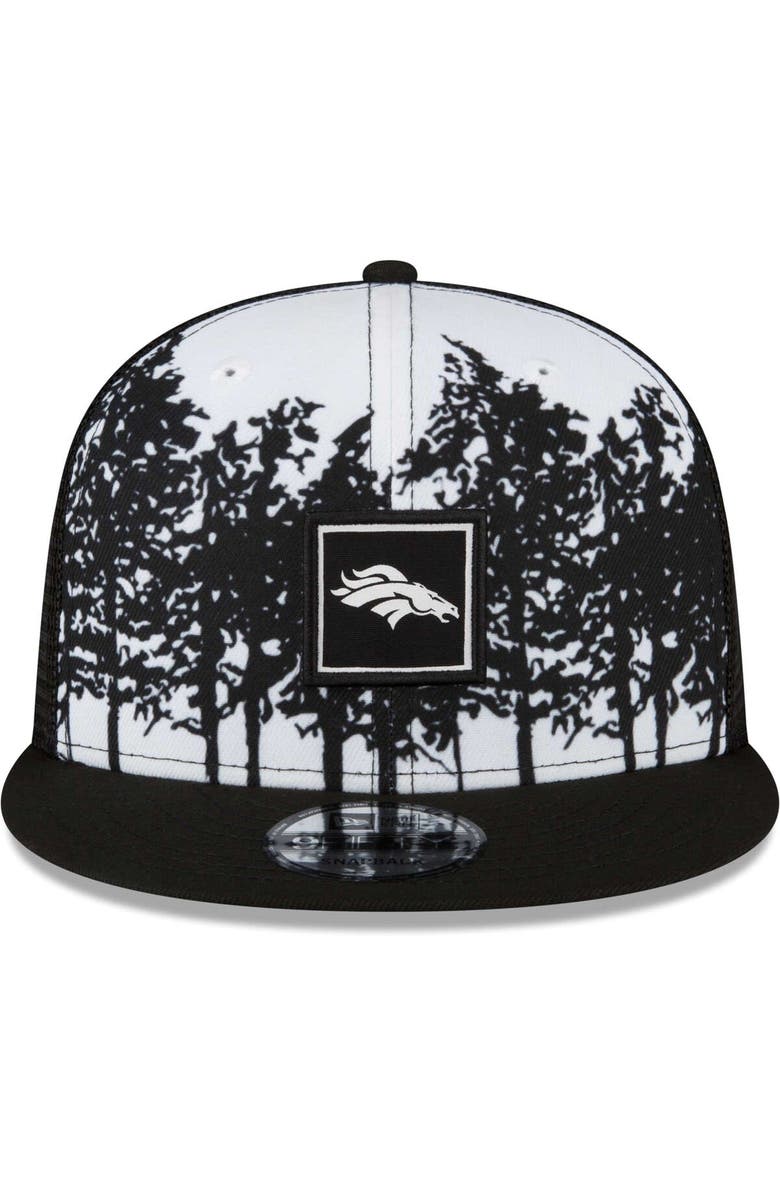 New Era Men's New Era White/Black Denver Broncos Landscape Trucker 9FIFTY Snapback Hat, Alternate, color,