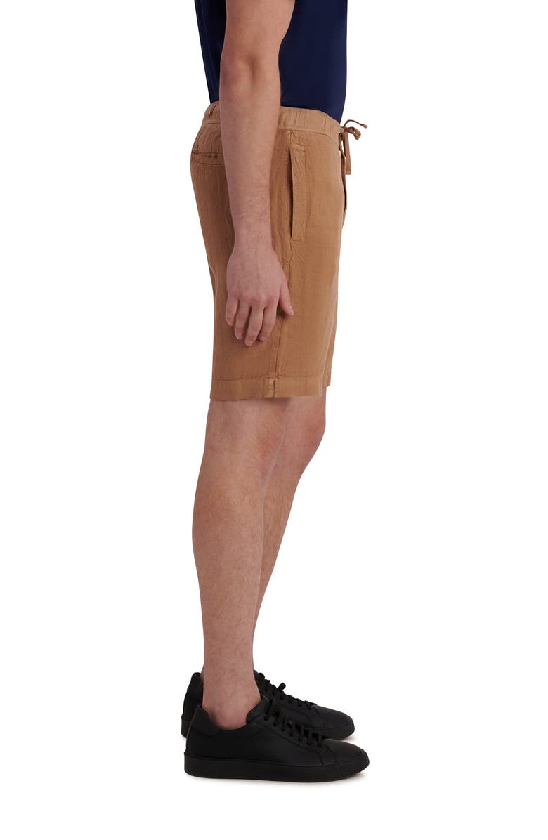 Bugatchi Drawstring Linen Shorts, Alternate, color, Caramel