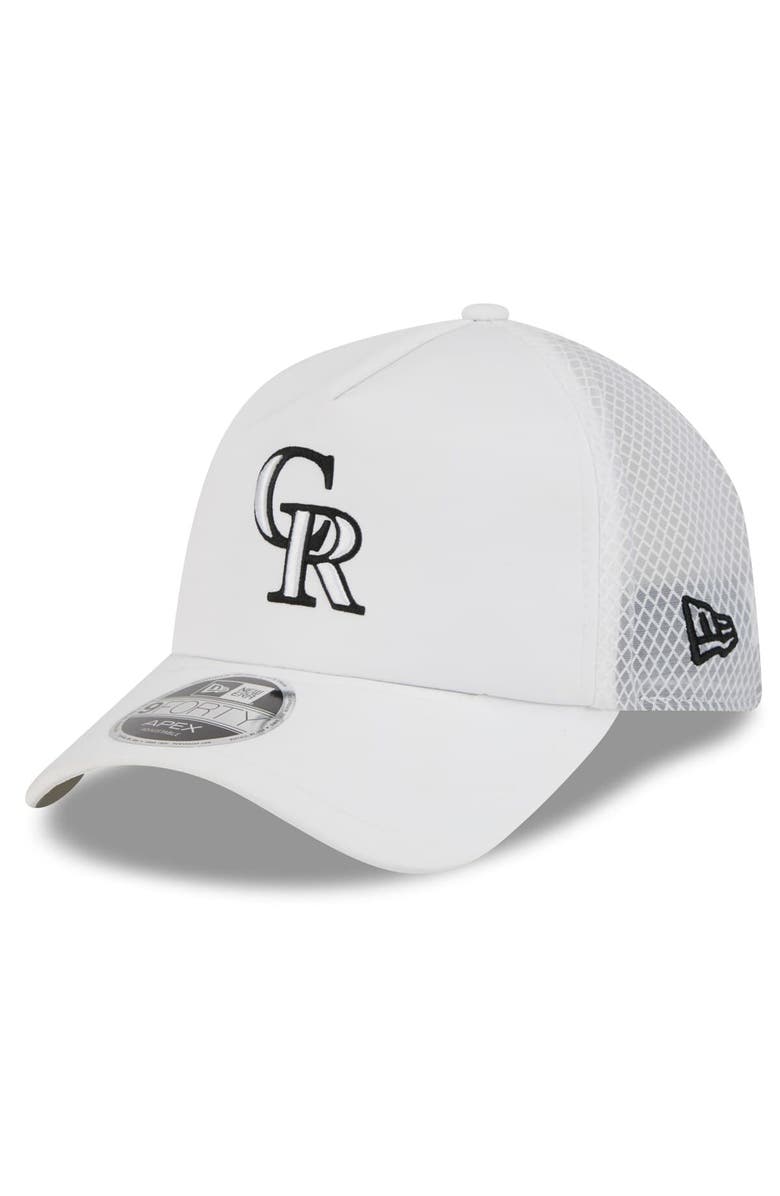 New Era Men's New Era White Colorado Rockies 2026 Batting Practice Apex 9FORTY Adjustable Trucker Hat, Main, color, White