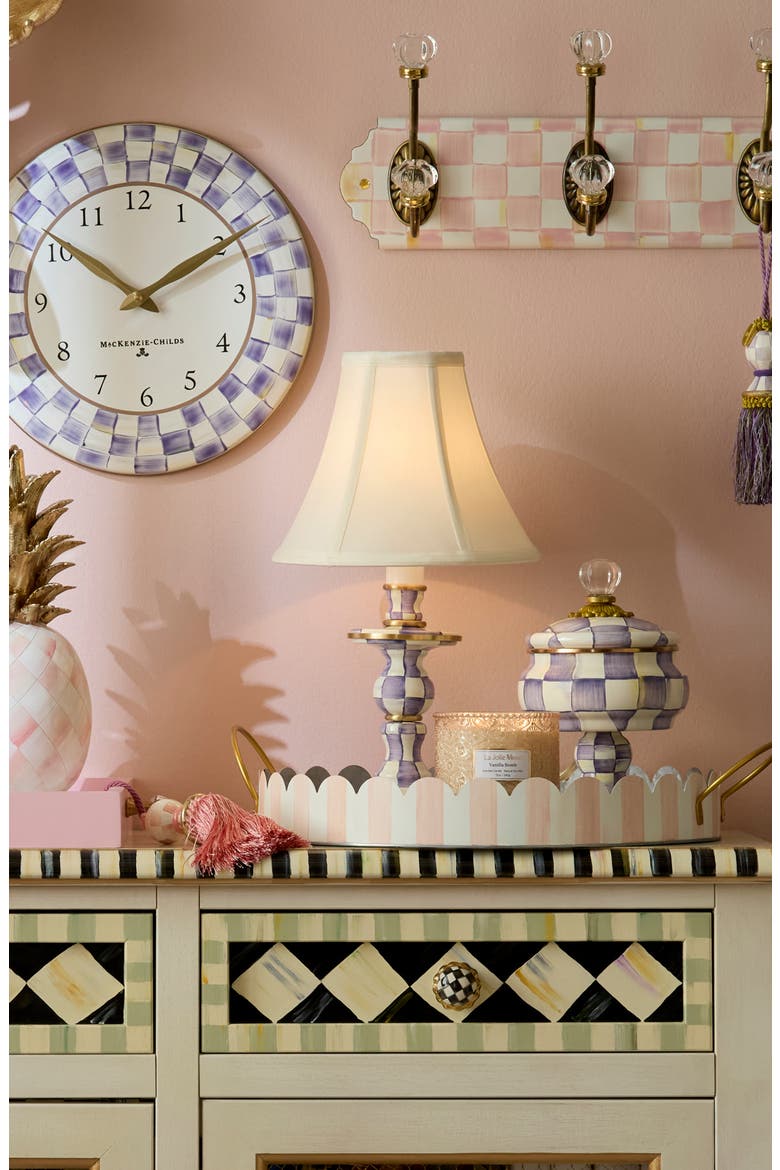 Violet Check Candlestick Lamp, Alternate, color, VIOLET