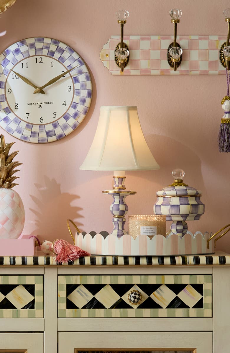 MACKENZIE CHILDS Violet Check Candlestick Lamp, Alternate, color, Violet