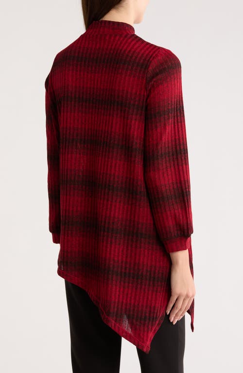 Patrizia Luca Stripe Long Sleeve Tunic Top In Red