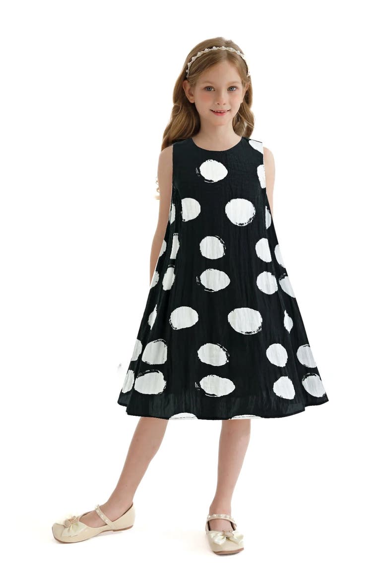 Polka Dot Sleeveless Dress, Alternate, color, Black