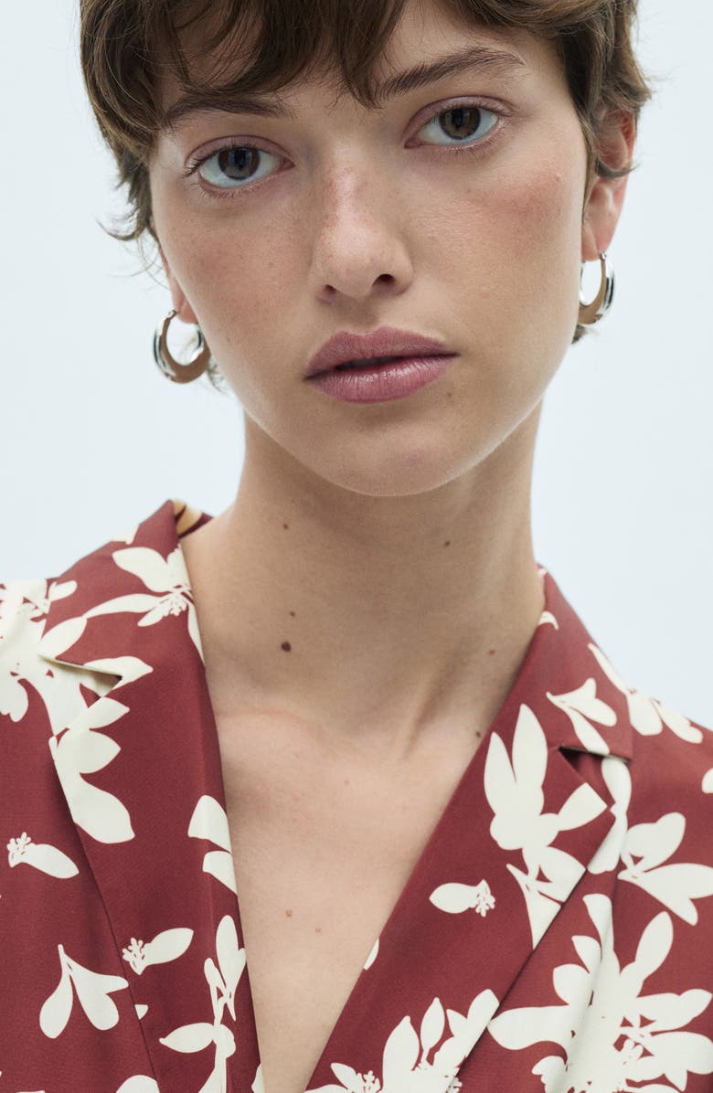 MANGO Floral Print Pleated Long Sleeve Midi Dress, Alternate, color,