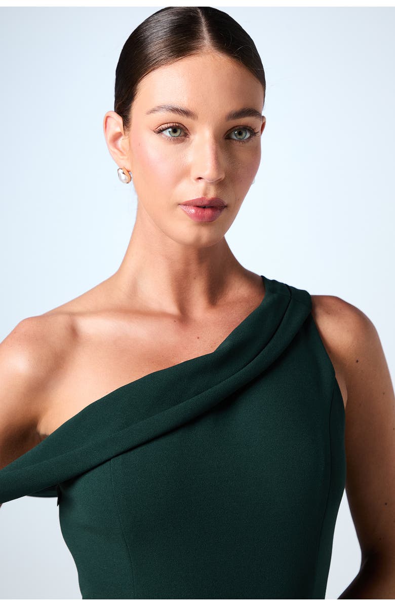 Coast Scuba Crepe Black Tie Dress, Alternate, color, Emerald