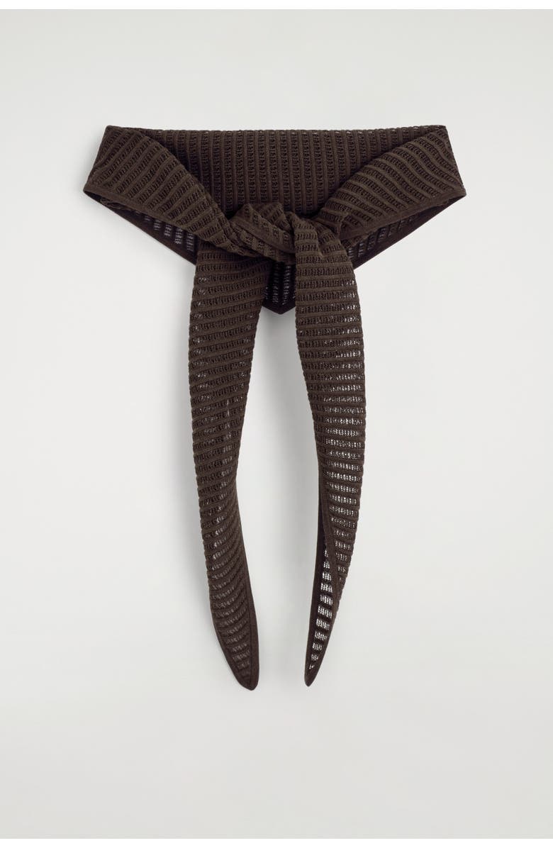 COS Pointelle-knit Triangle Scarf, Main, color, Brown
