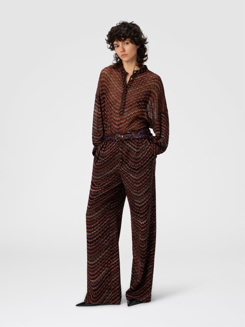 Missoni Mid-rise Tailored Pants With Zigzag Pattern In Brown
