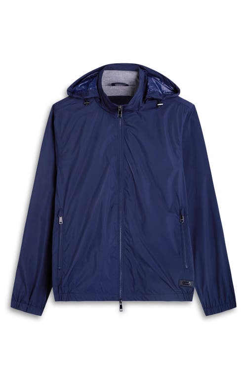 Bugatchi Water Repellent Packable Jacket With Removable Hood In Navy