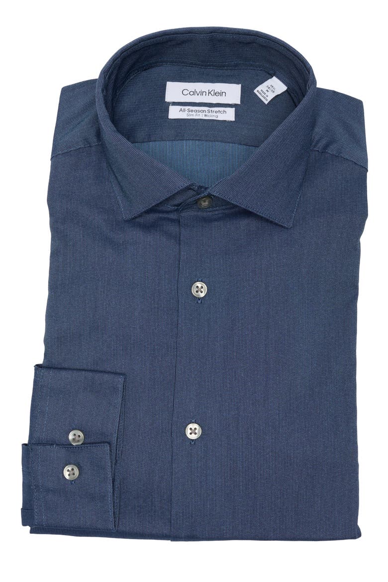 All Season Slim Fit Stretch Dress Shirt, Alternate, color, DUSK