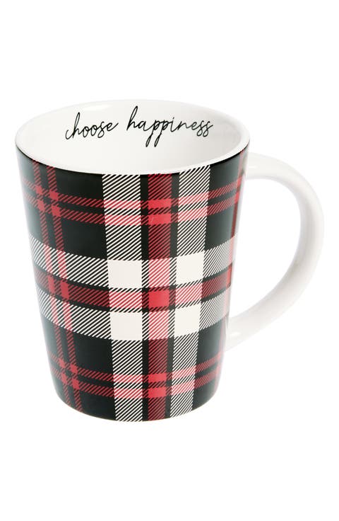 Fireplace Plaid Large Ceramic Mug