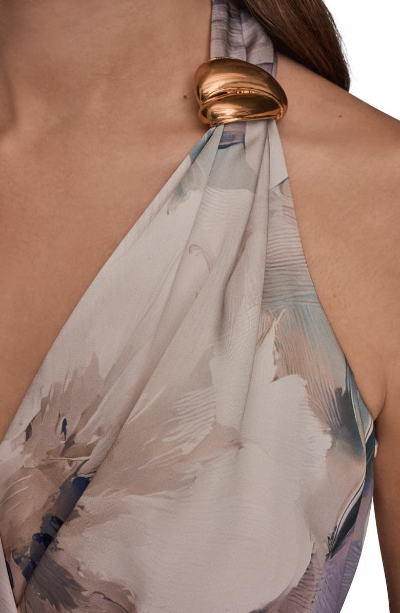 Donna Karan New York Floral Sleeveless Faux-Wrap Dress, Alternate, color, 