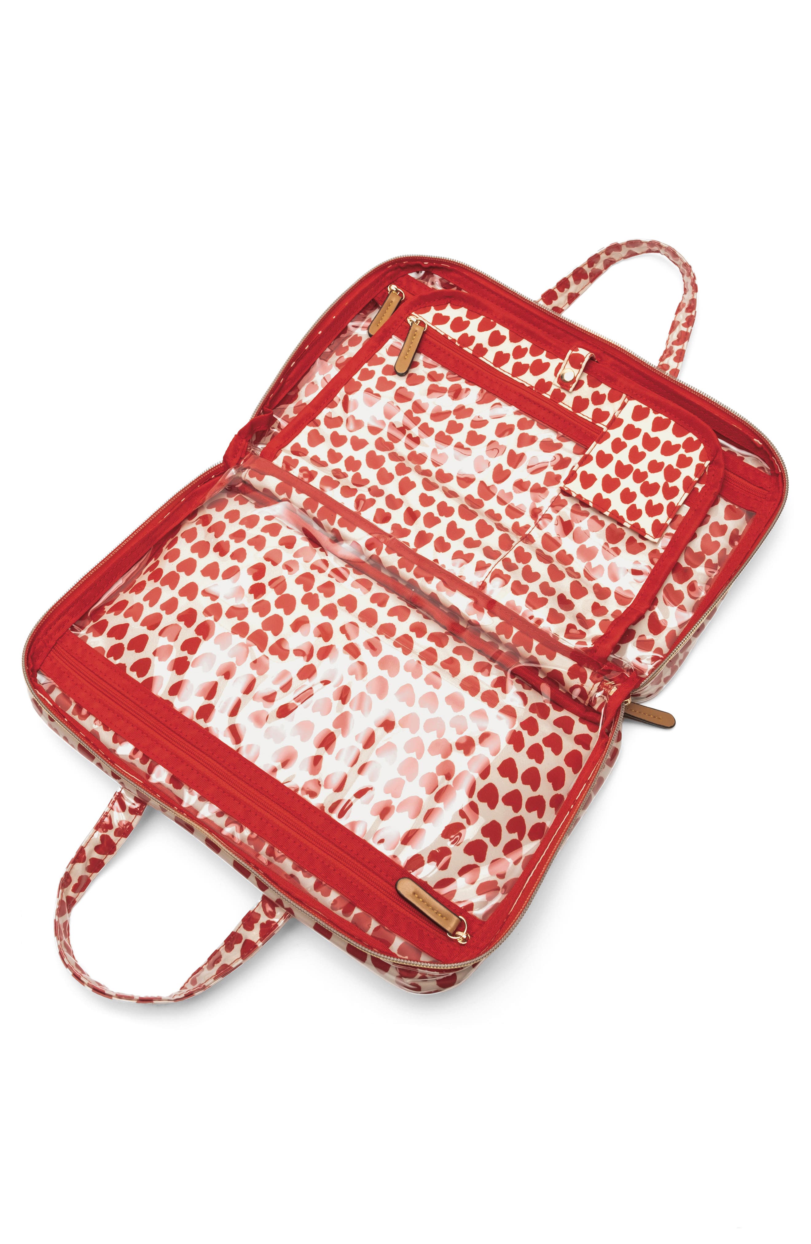Frances Valentine Hanging Travel Bag, Alternate, color, Oyster/ Red