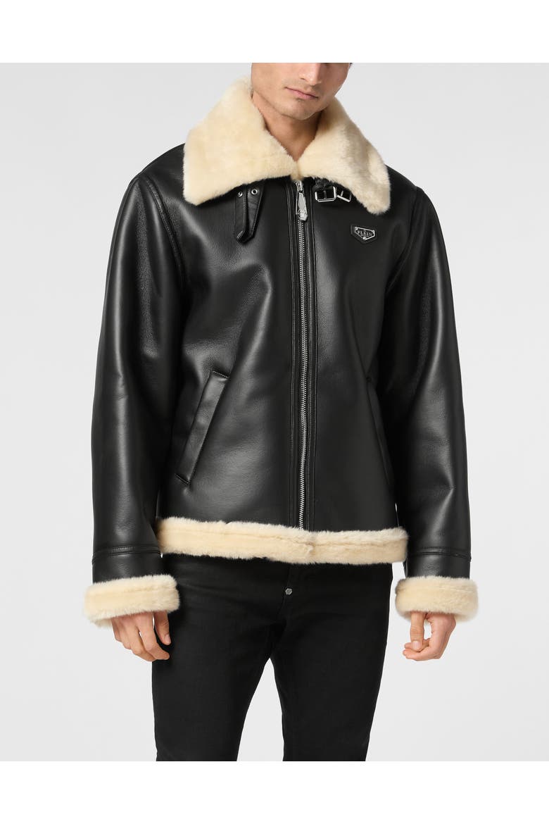 Oversize Eco Shearling Jacket Men, Main, color, black