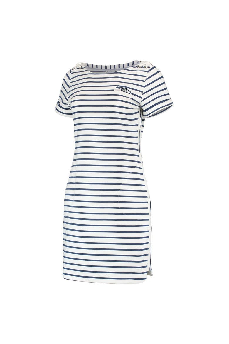 Women's Tommy Bahama White/College Navy Seattle Seahawks Tri-Blend Jovanna Striped Dress, Alternate, color, White