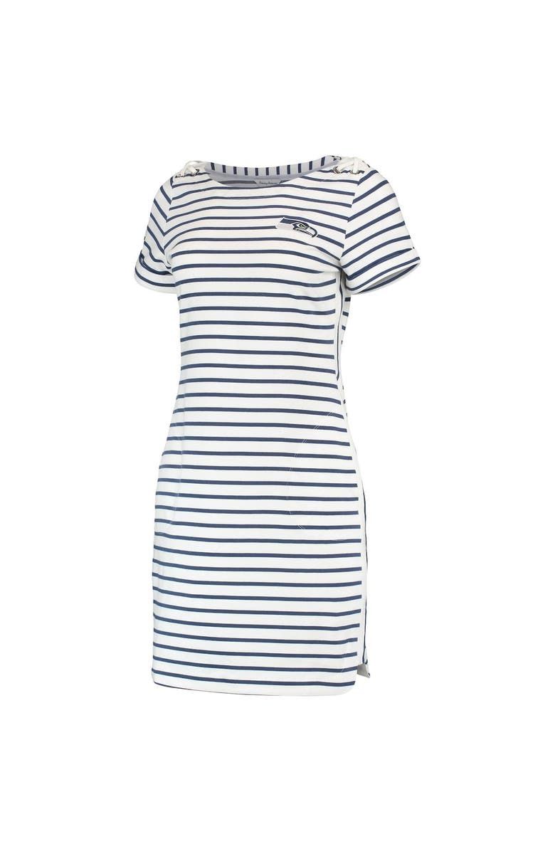 Tommy Bahama Women's Tommy Bahama White/College Navy Seattle Seahawks Tri-Blend Jovanna Striped Dress, Alternate, color, White