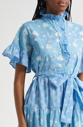 Tully Floral Pleated Cotton Midi Sundress