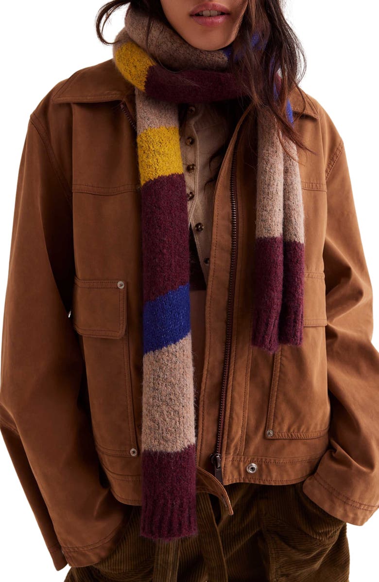 Free People Carina Swirl Colorblock Scarf, Main, color, Burgundy