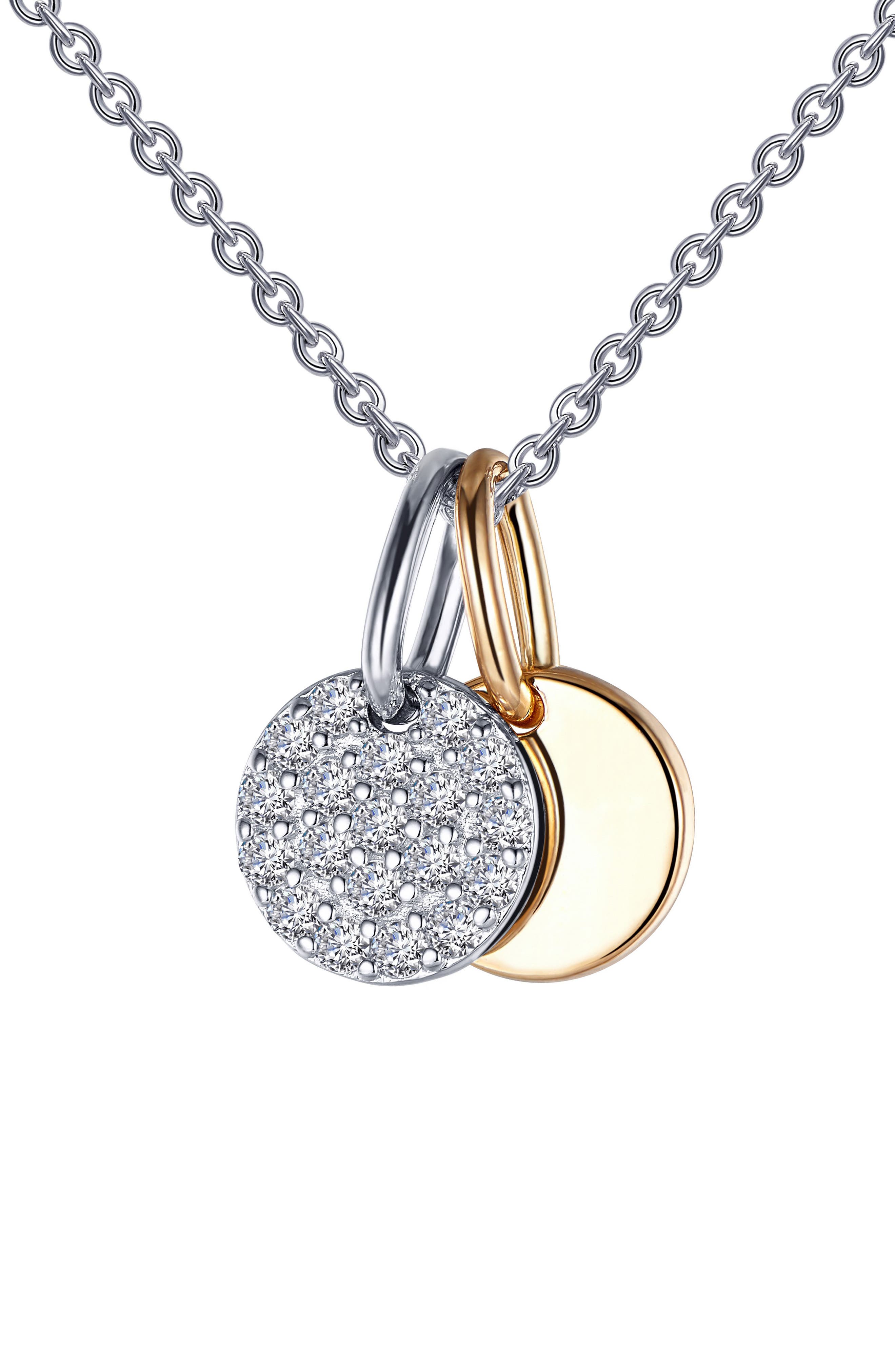 Lafonn Simulated Diamond Double Disc Pendant Necklace