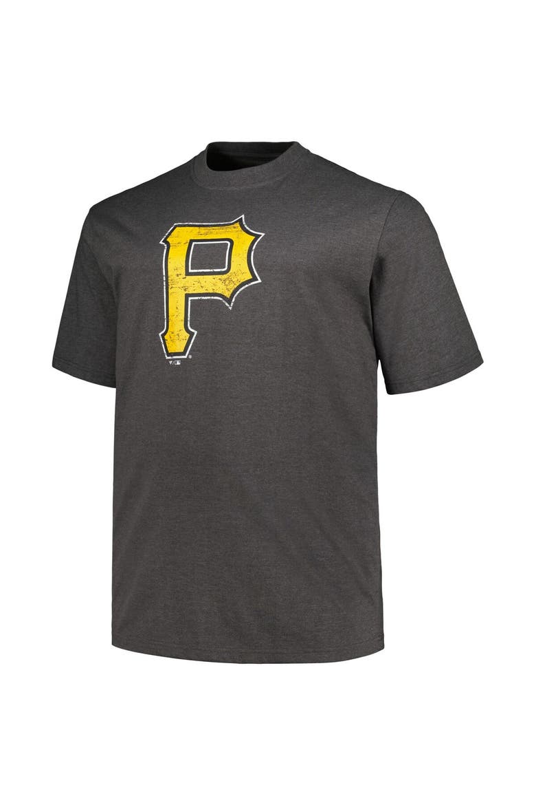 Men's Profile Heather Black Pittsburgh Pirates Big & Tall Weathered Logo T-Shirt, Alternate, color, Heather Black