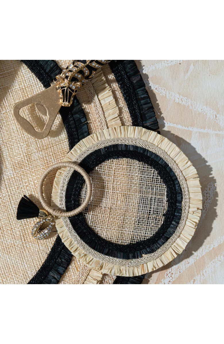 Joanna Buchanan Ruffle edge straw coasters, Alternate, color, Black