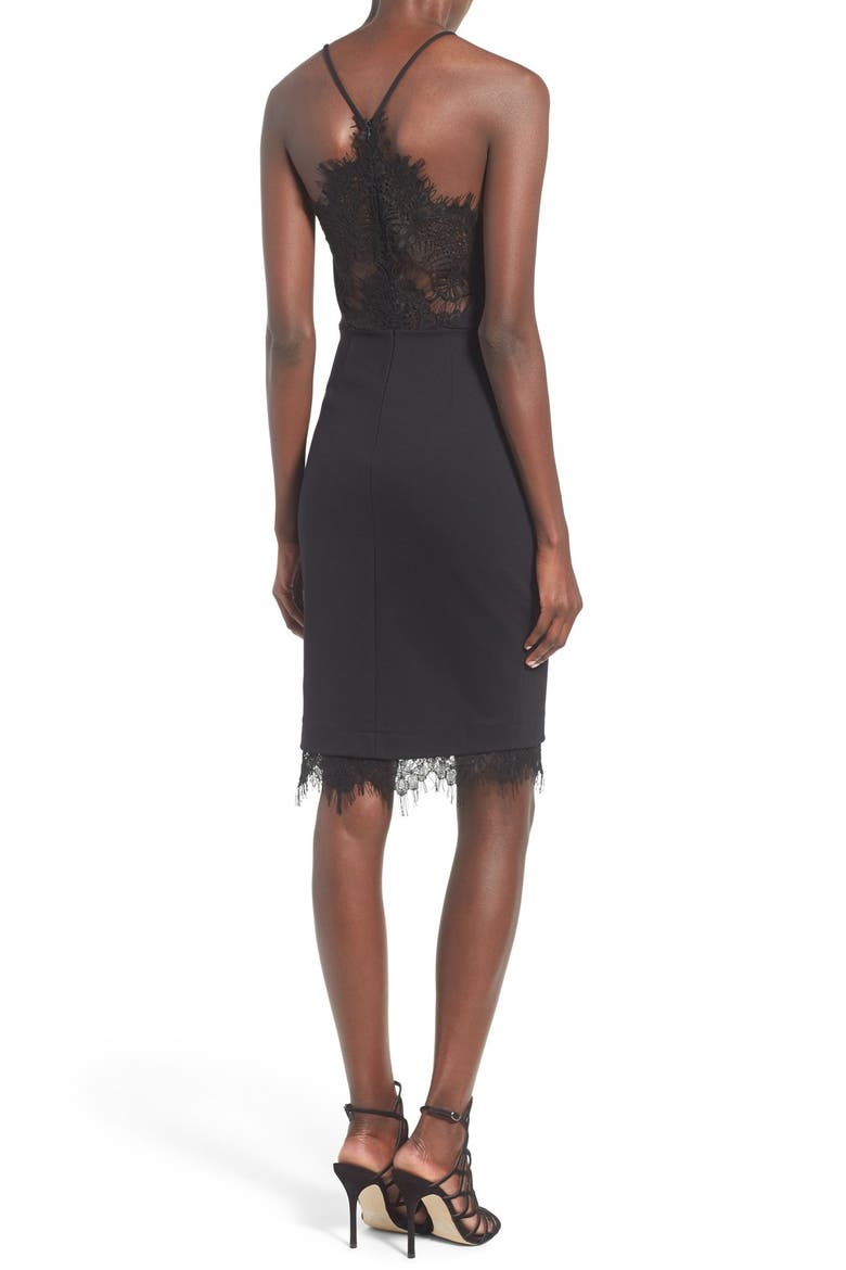 Lace Body-Con Dress, Alternate, color, BLACK