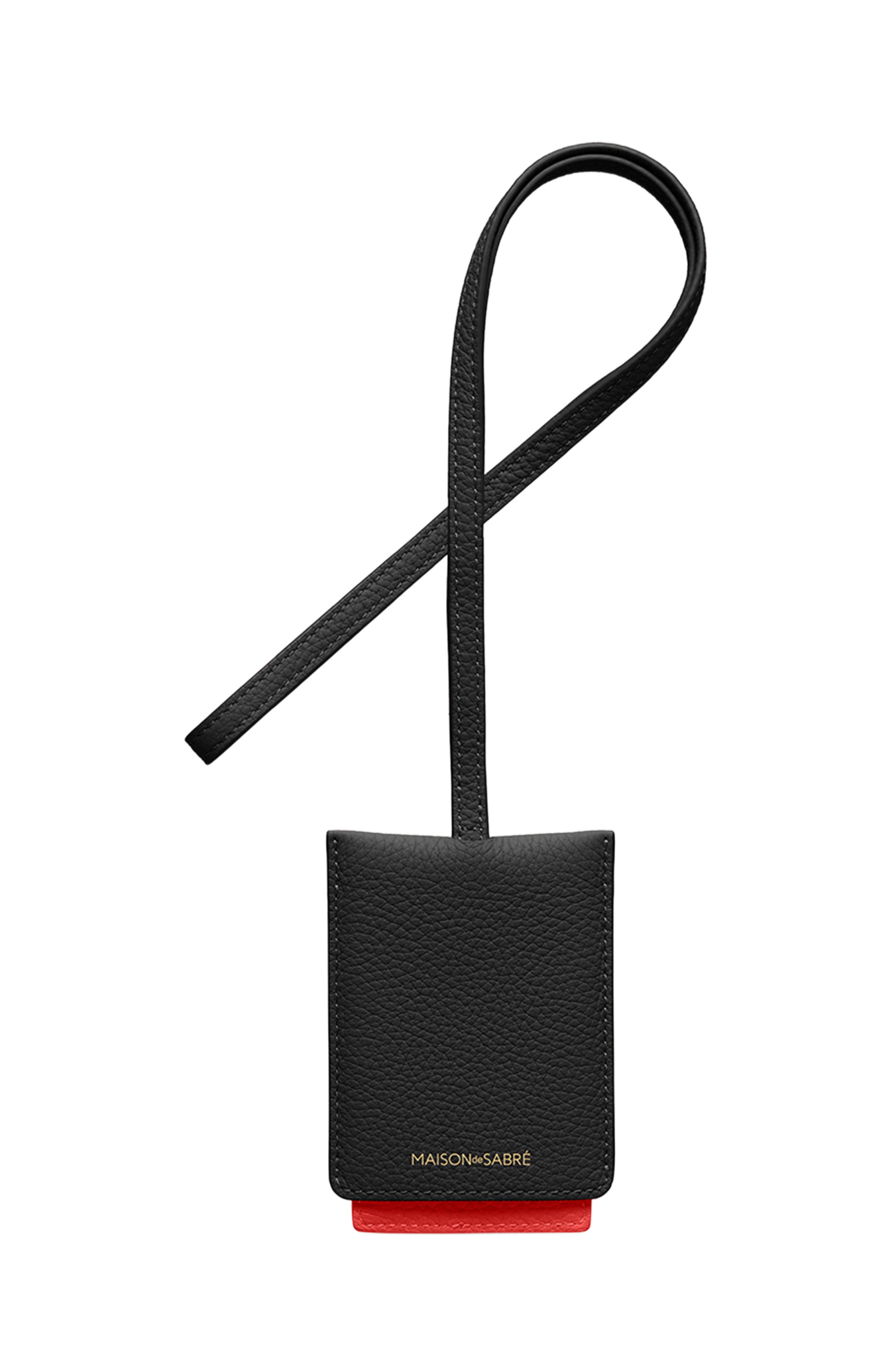 MAISON de SABRÉ Leather ID Lanyard, Alternate, color, Rouge Noir