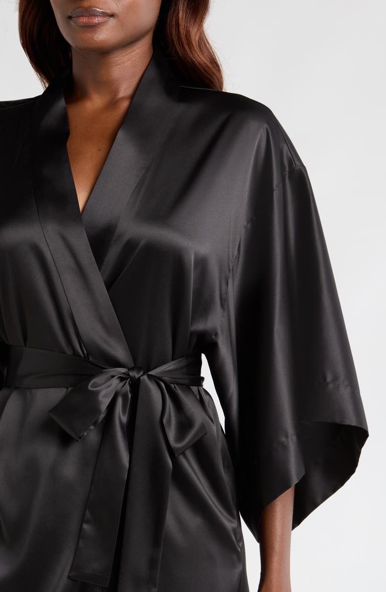 Natori Glamour Short Satin Robe, Alternate, color,