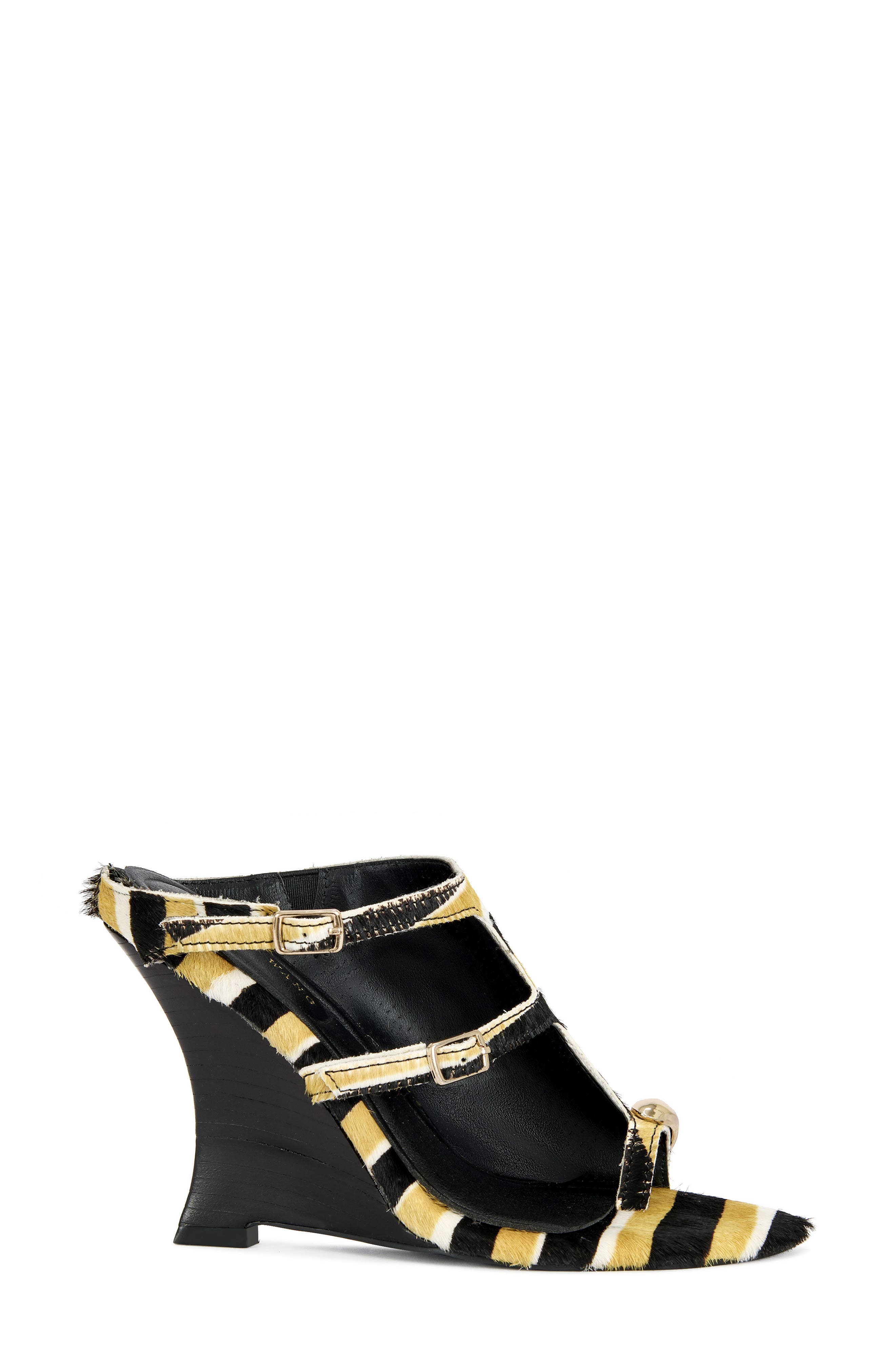 AZALEA WANG Giannis Genuine Calf Hair Wedge Sandal, Alternate, color, 