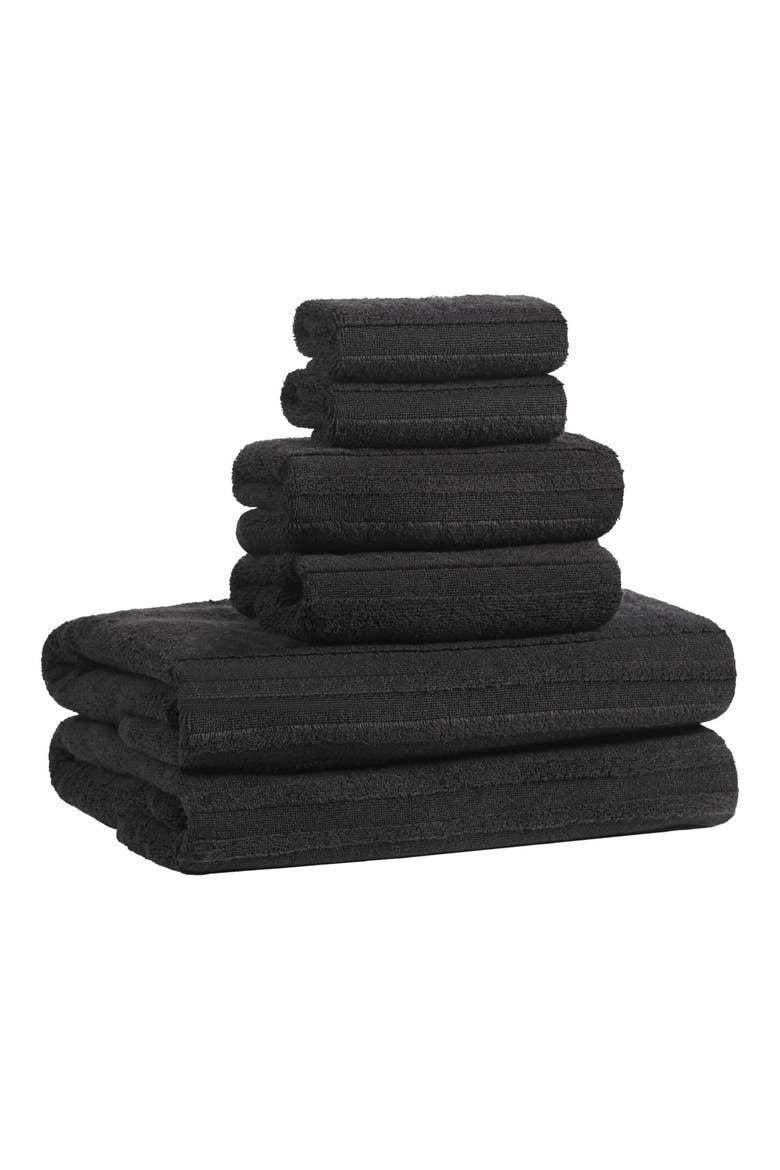 Sofia 6-Piece Bath Towels, Main, color, BLACK