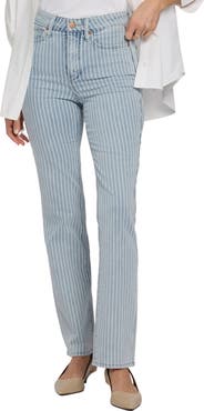 NYDJ Marilyn Stripe High Waist Straight Leg Jeans