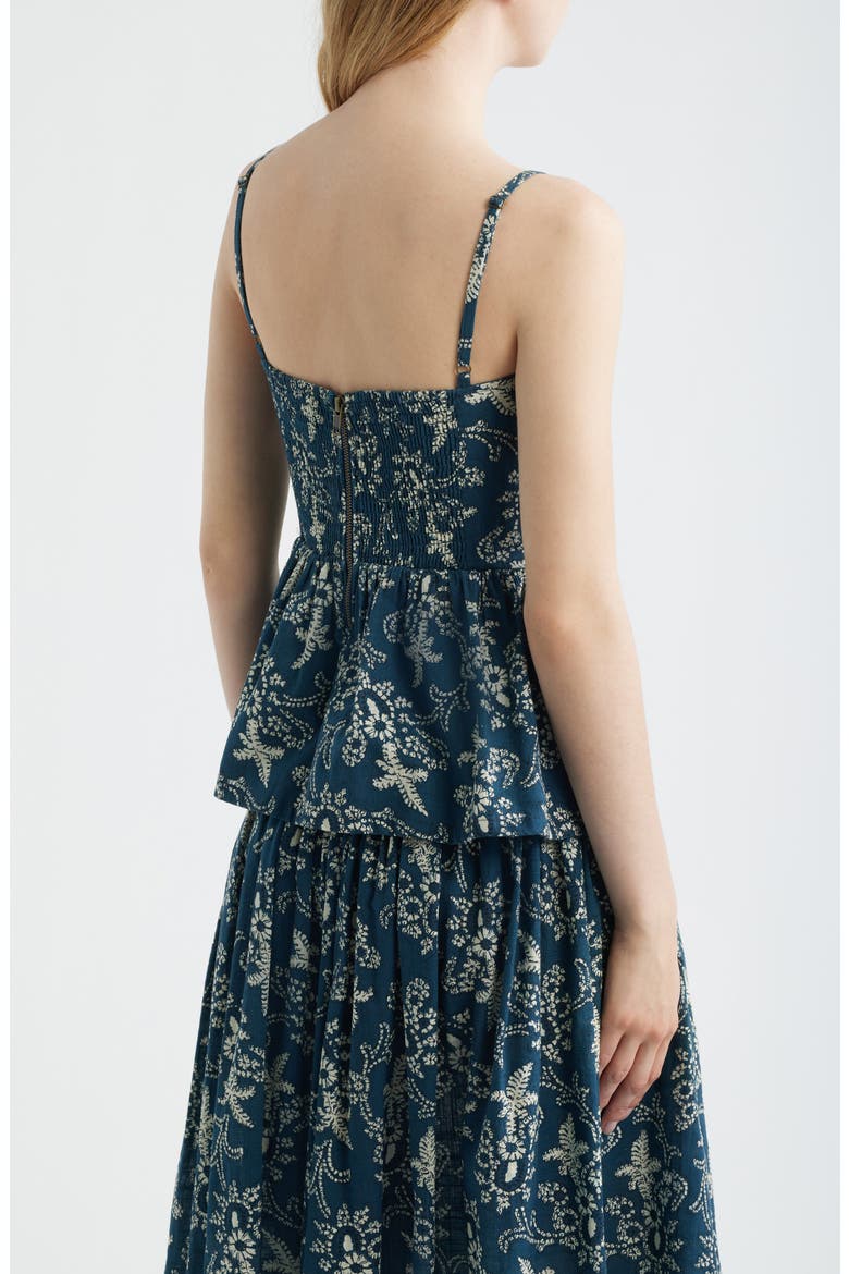 Verse Peplum Cotton Top, Alternate, color, INDIGO BANDANA