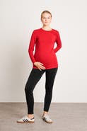 Nom Maternity Liv Long Sleeve Sculpting Maternity Crew Neck Tee