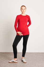 Nom Maternity Liv Long Sleeve Sculpting Maternity Crew Neck Tee