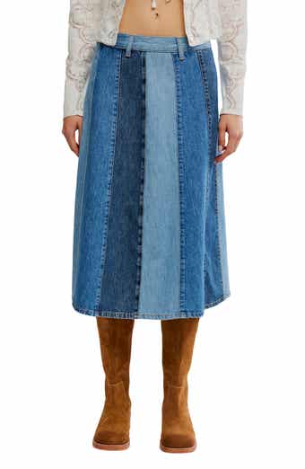 Free People Sunbeam Denim Midi Skirt