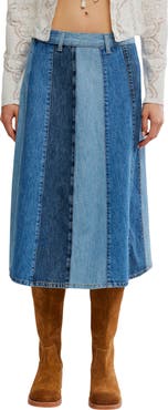 Free People Sunbeam Denim Midi Skirt
