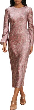 Veronica Beard Gemma Floral Long Sleeve Silk Blend Dress