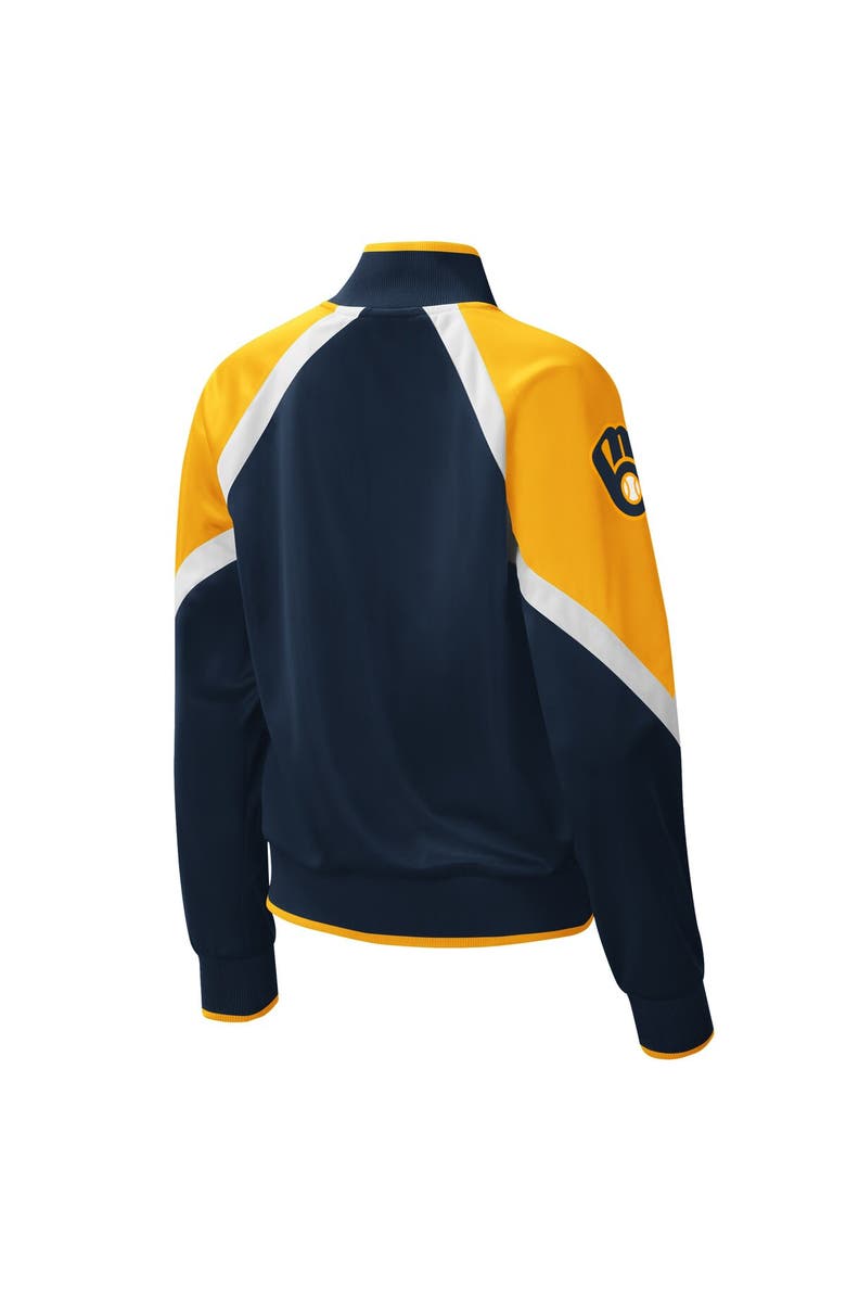 STARTER Women's Starter Navy Milwaukee Brewers Touchdown Raglan Full-Zip Track Jacket, Alternate, color, Navy