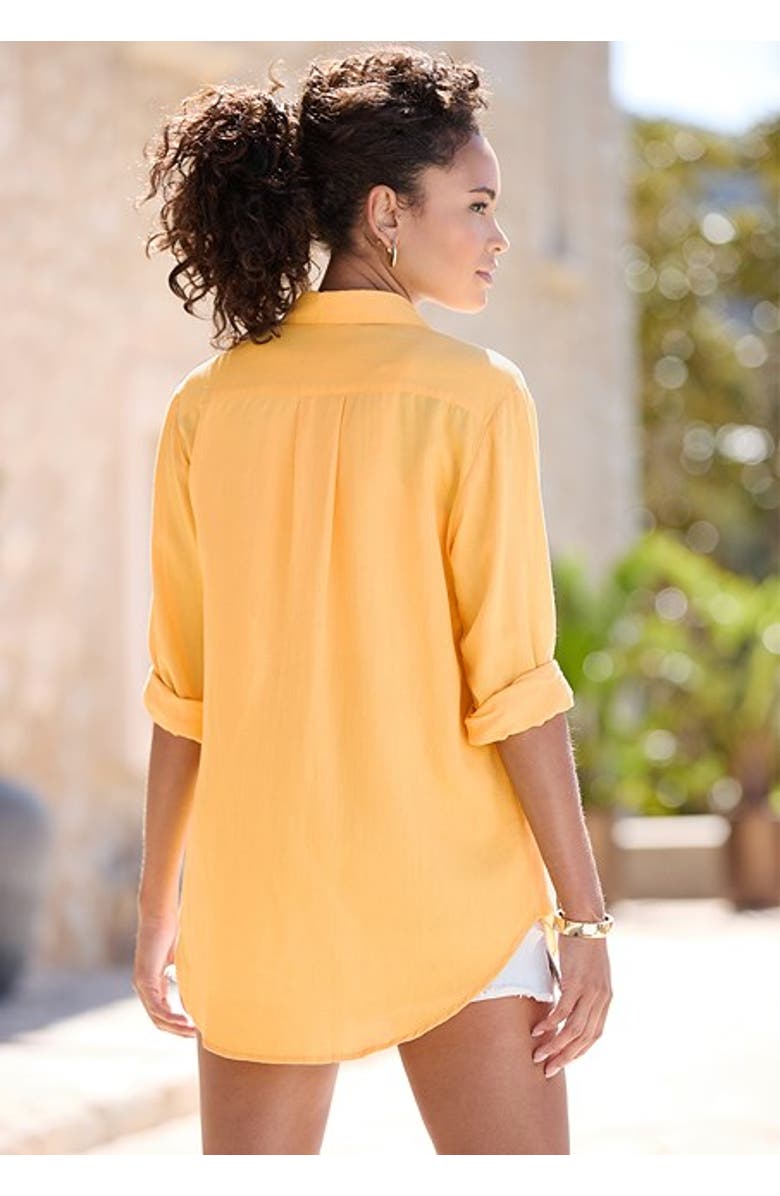 LASCANA Women's Button Down Blouse, Alternate, color, Apricot