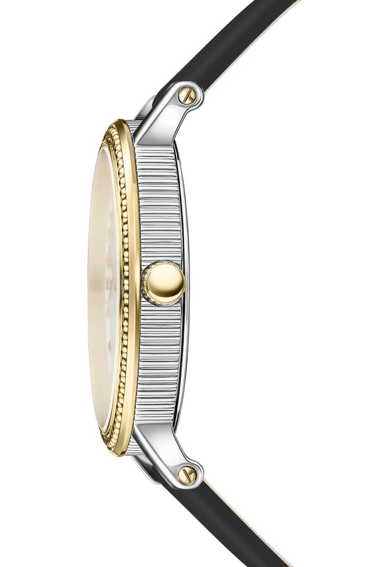 V-Dollar Leather Strap Watch, 37mm, Alternate, color, TWO TONE