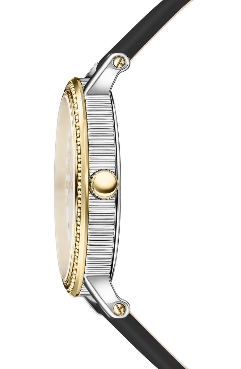 Versace V-Dollar Leather Strap Watch, 37mm, Alternate, color, Two Tone