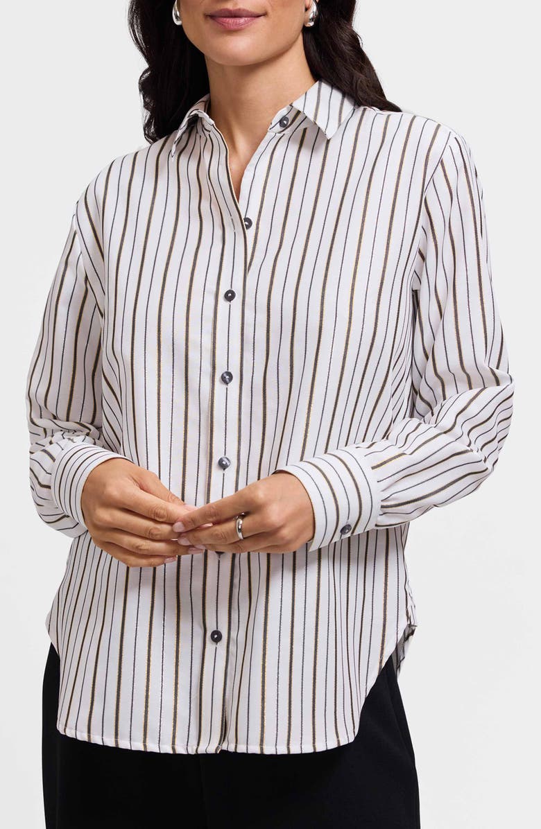 Foxcroft Meghan Metallic Stripe Shirt, Main, color, White/ Multi
