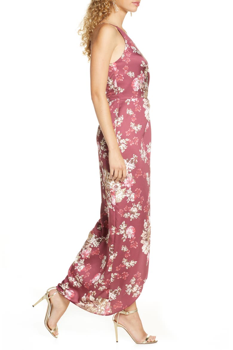 The Lainey Floral One-Shoulder Twist Gown, Alternate, color, CABERNET FLORAL