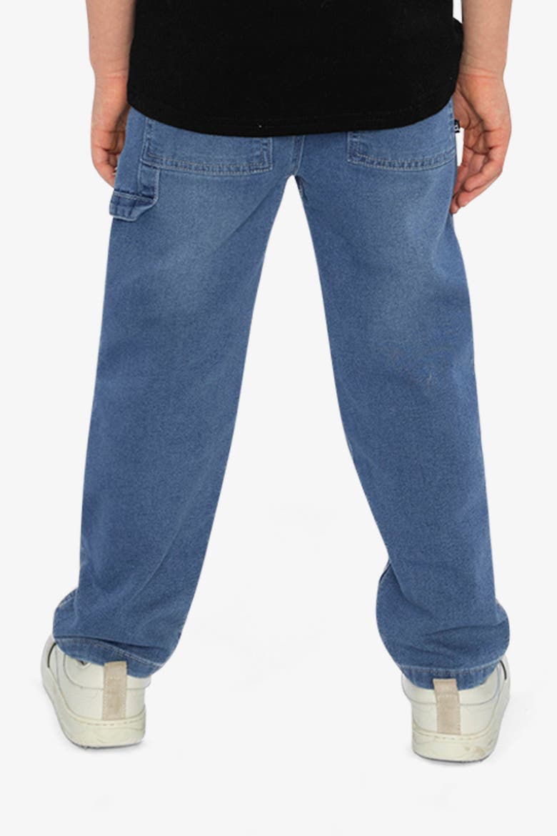 French Terry Denim Cargo Pocket Drawstring Waist Pants, Alternate, color, Light Blue Denim
