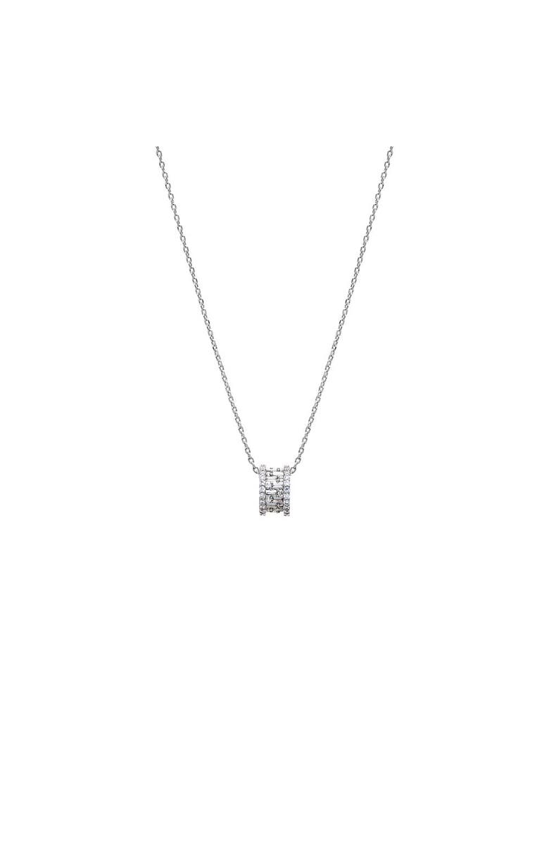 BY ADINA EDEN Pave X Baguette Roller Charm Necklace, Main, color, Silver