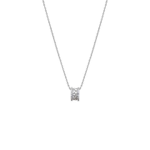 Pave X Baguette Roller Charm Necklace