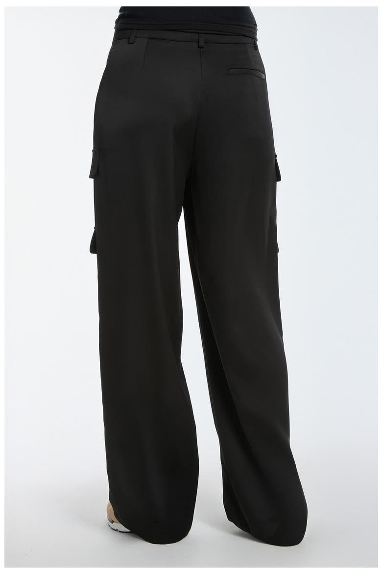 Milan Satin Cargo Pant, Alternate, color, Black