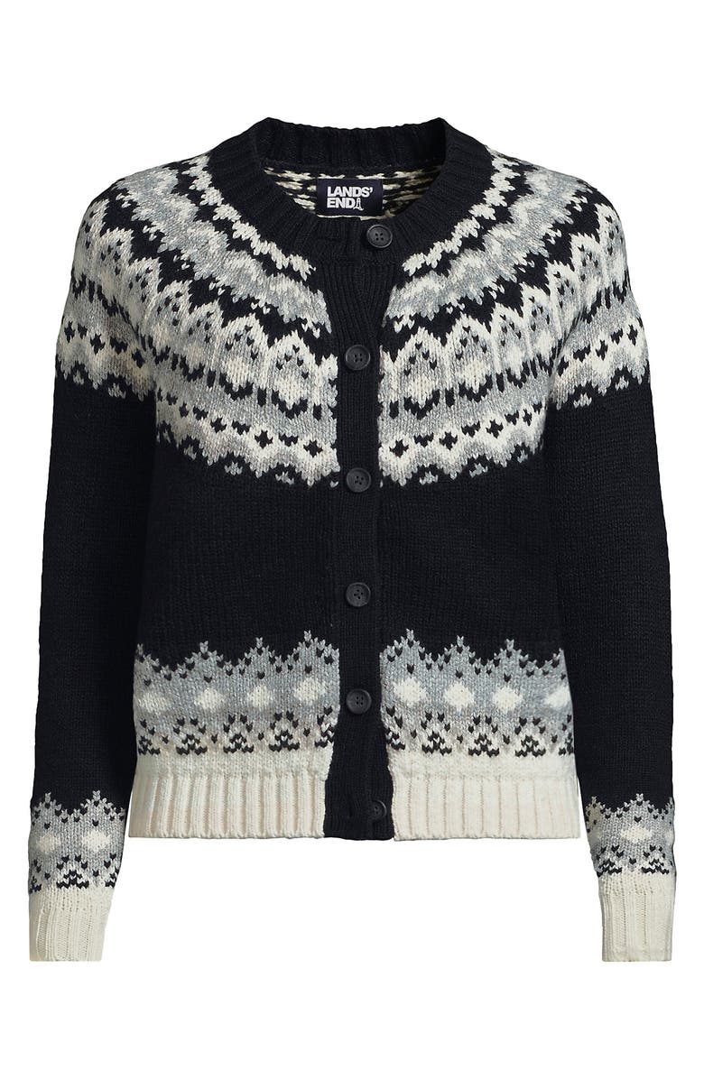 Lands' End Cozy Lofty Fair Isle Cardigan Sweater, Alternate, color,
