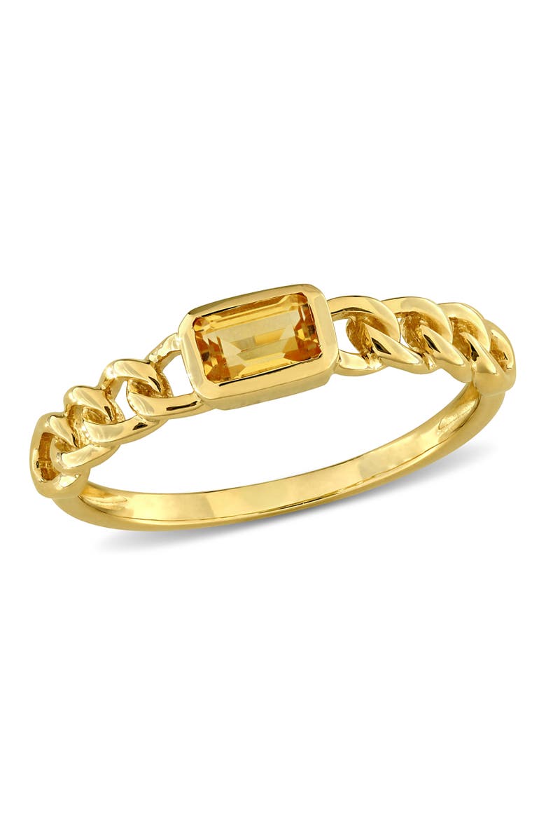 Solitaire Birthstone Link Design Ring 14k, Main, color, Citrine